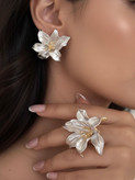 انگشتر گل آبکاری نقره